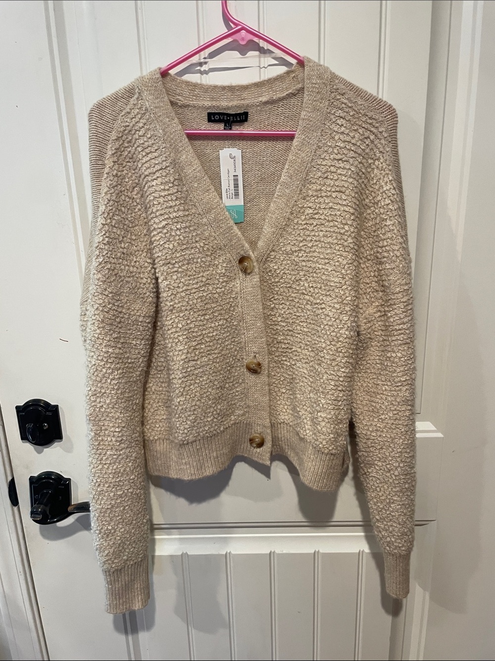 Love, Ellie, Marlo, full button, cardigan Cream Chunky V-Neck Button Cardigan